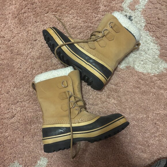Sorel Womens Caribou Waterproof Insulated Winter Snow Boots Sz 8 Beige NL1005-28 - Picture 5 of 10